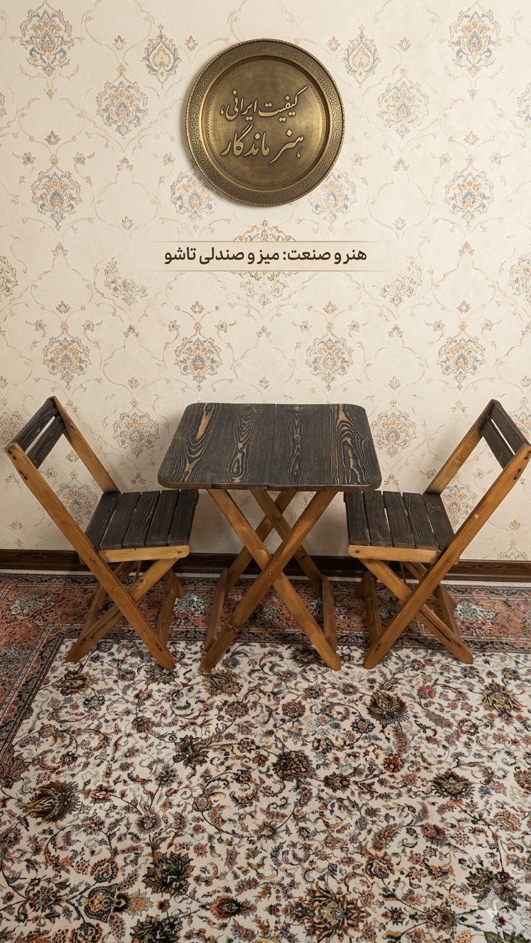 ست میز و صندلی تاشو مسافرتی 2 نفره چوب روسی